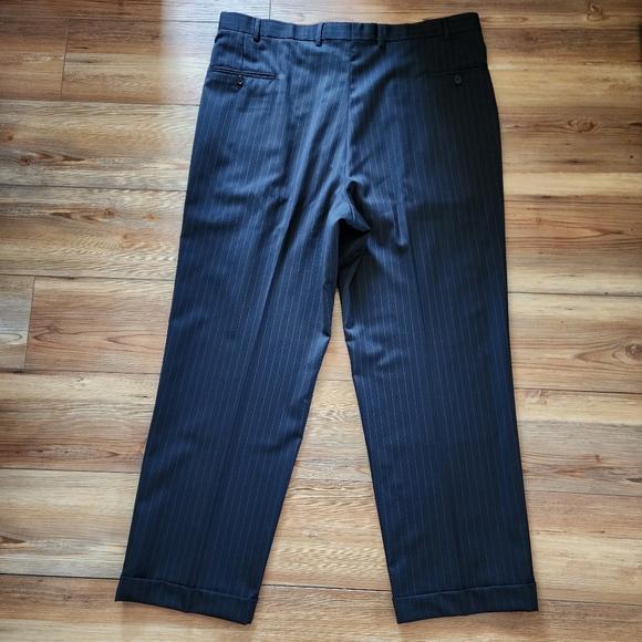 Brooks Brothers Mens 1818 Madison Fit Wool Navy Pinstripe Pants Size 41W 46L - Picture 2 of 7